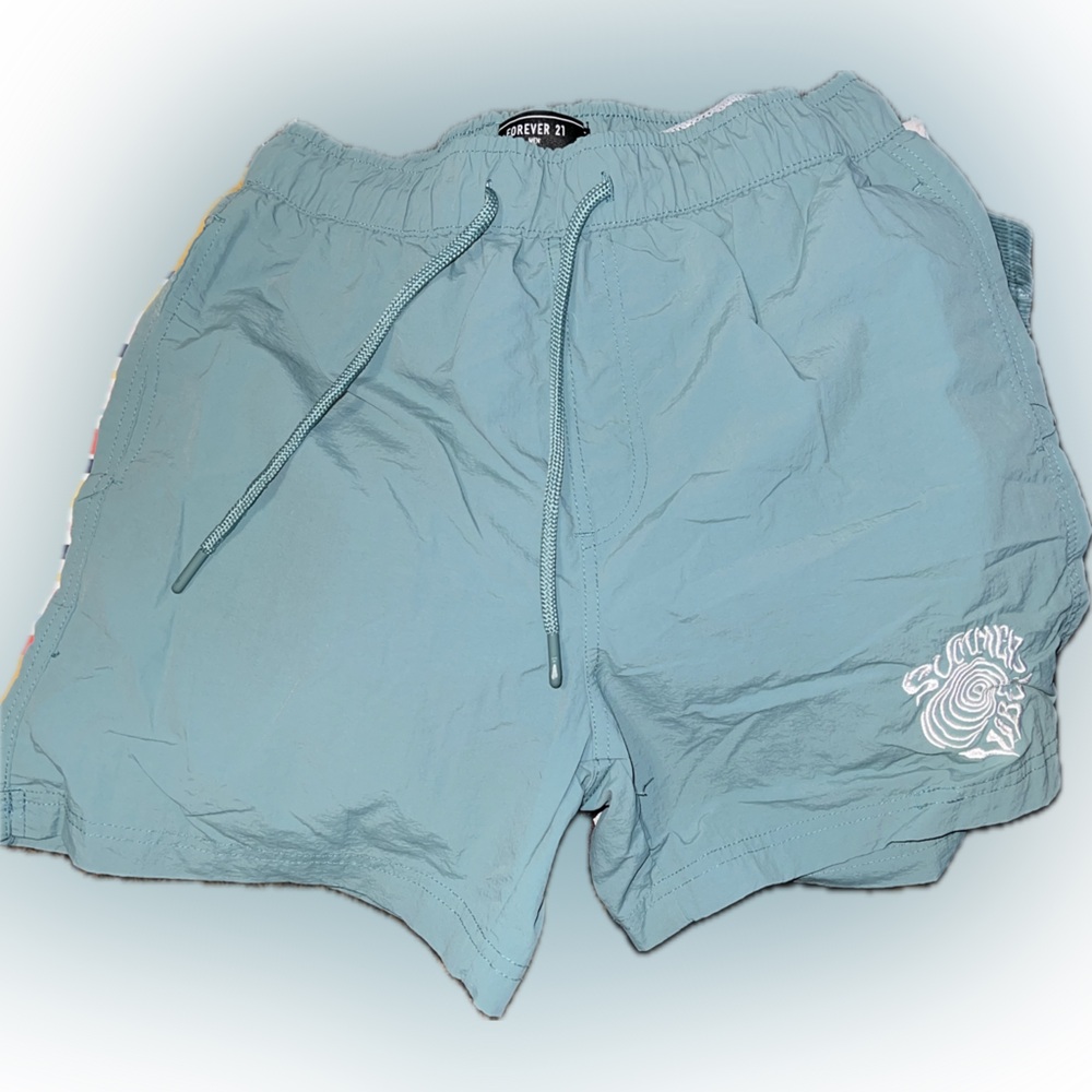 Forever 21 Men's Teal Swim Trunks